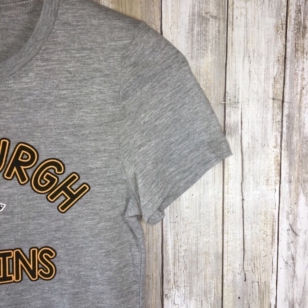 Pittsburgh Penguins Girls Tee Medium Gray NHL Kids Hockey Shirt - Picture 3 of 5